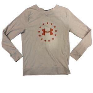 Women's Under Armour Freedom Threadborne Crew Long Sleeve Shirt Gray Size Medium
